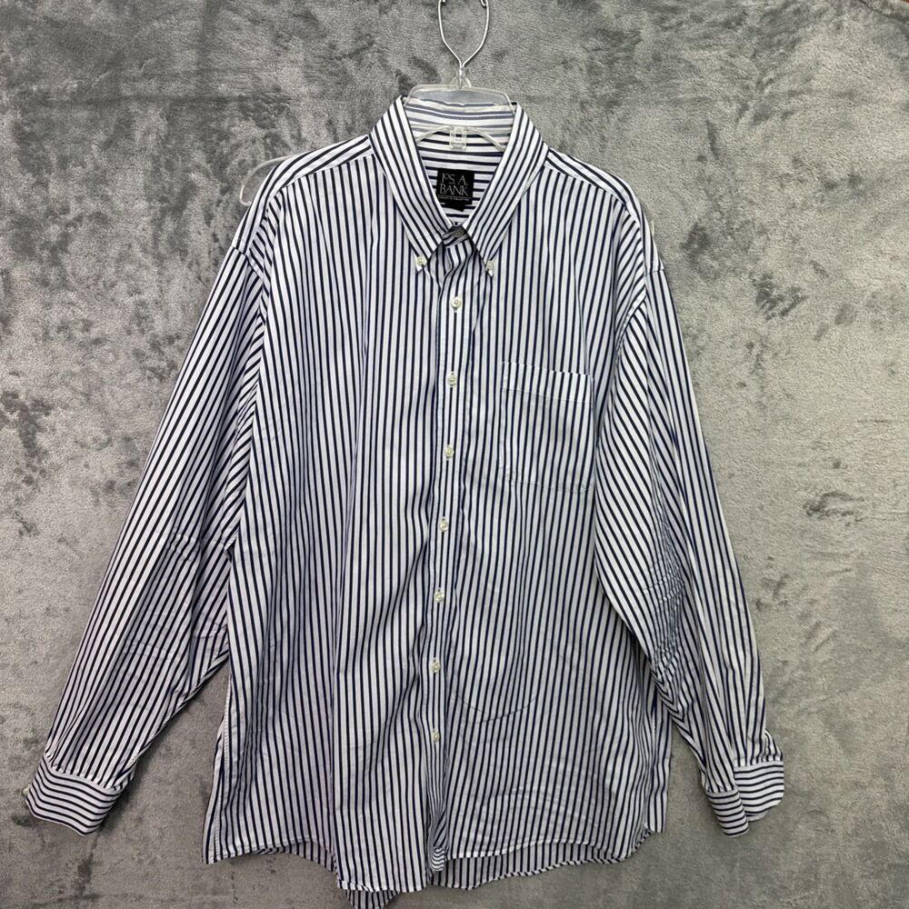 Jos. A bank mens 17 1/2  36 dress shirt blue white classic stripe business